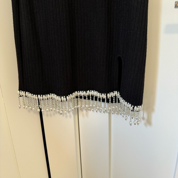NWT Zara Black Soft Dress with Pearls S - Picture 7 of 7